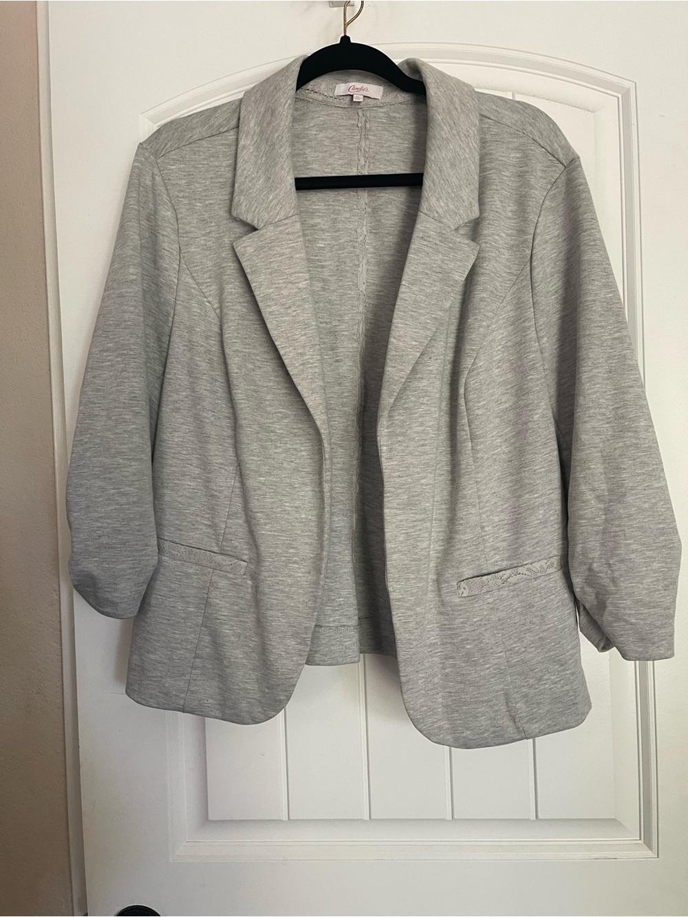 Candie's Light Gray Open-Front Knit Blazer